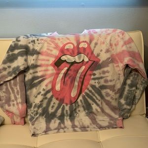 American Eagle Tie dye Rolling Stones tongue logo sweatshirt ladies XS